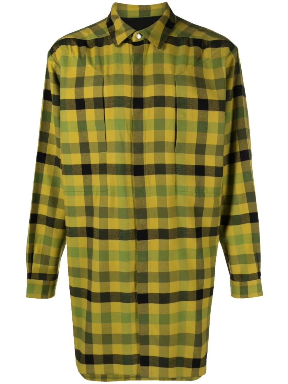 Camicia lunga a quadri in giallo - uomo