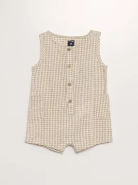 Pagliaccetto a quadri in seersucker - BEIGE