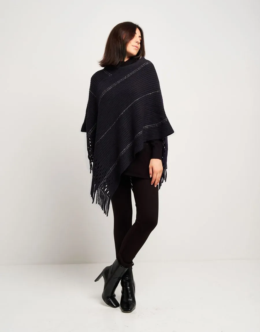 Poncho con righe di lurex