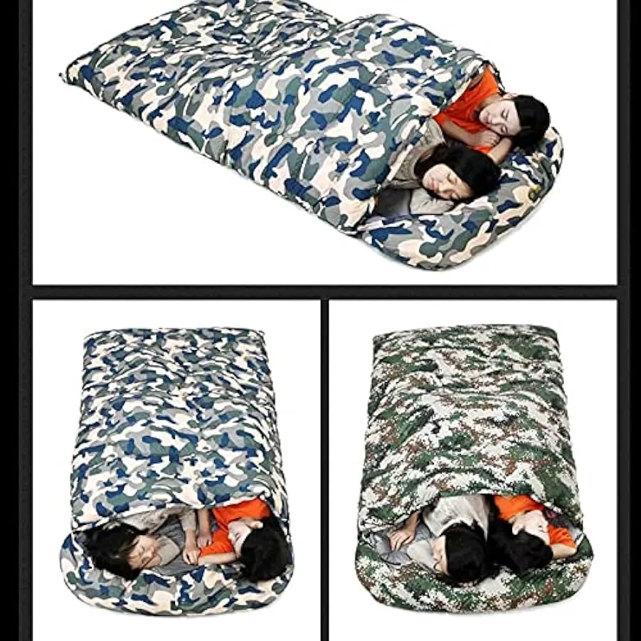 Sacchi a Pelo da Campeggio, Comfort 3 Stagioni, Leggero, Idrorepellente, Attrezzatura da Campeggio, Sacco con Cinghie di Compres
