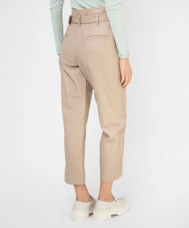 Yves Salomon Pantaloni in pelle beige chiaro 21WYP205XXAPXX