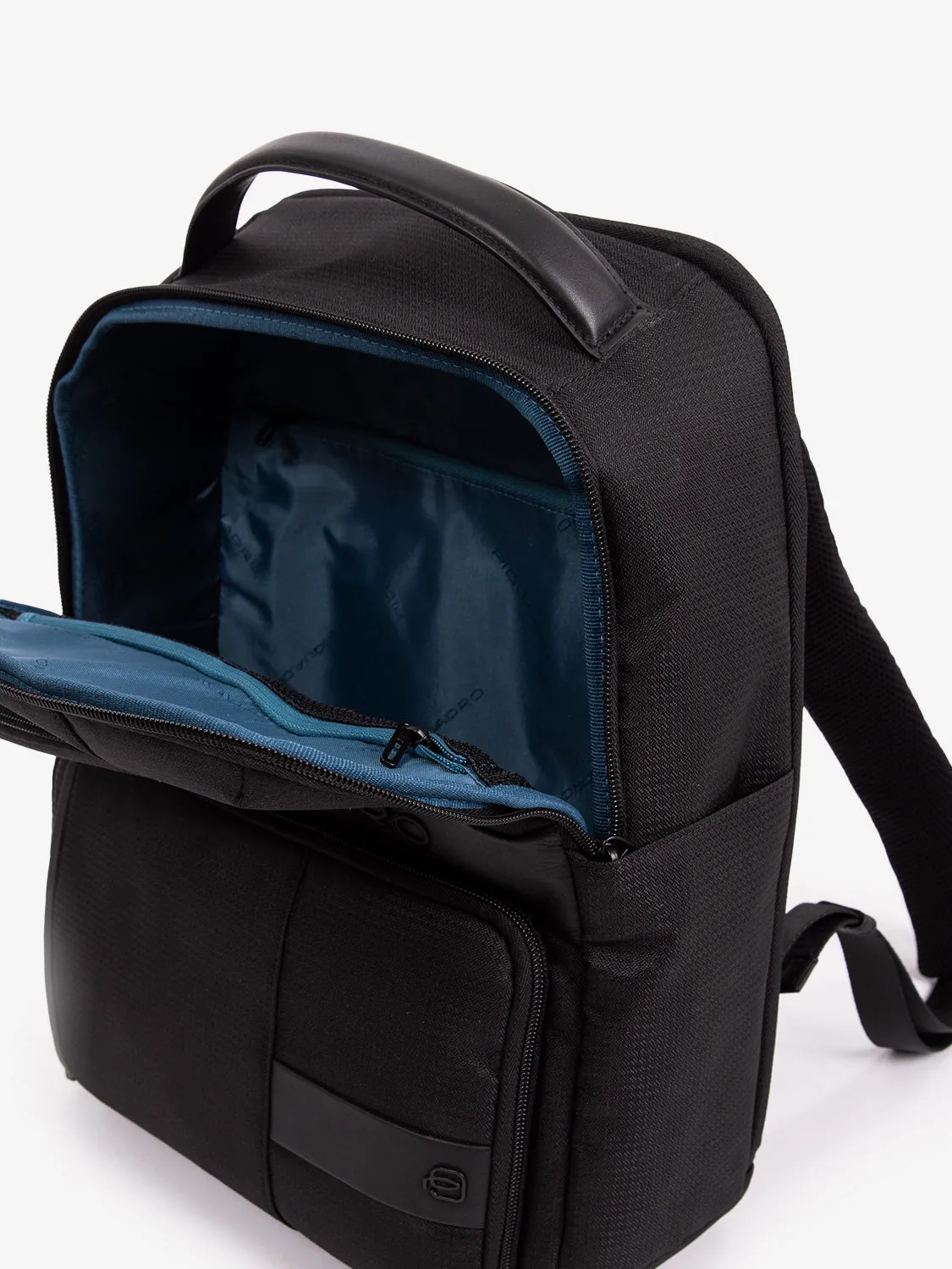 Zaino porta pc 14 in tessuto e pelle nero